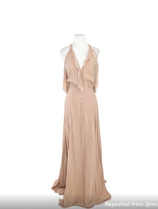 Reformation Dresses & Skirts - Reformation Tan Ruffle Deep-V Maxi Dress